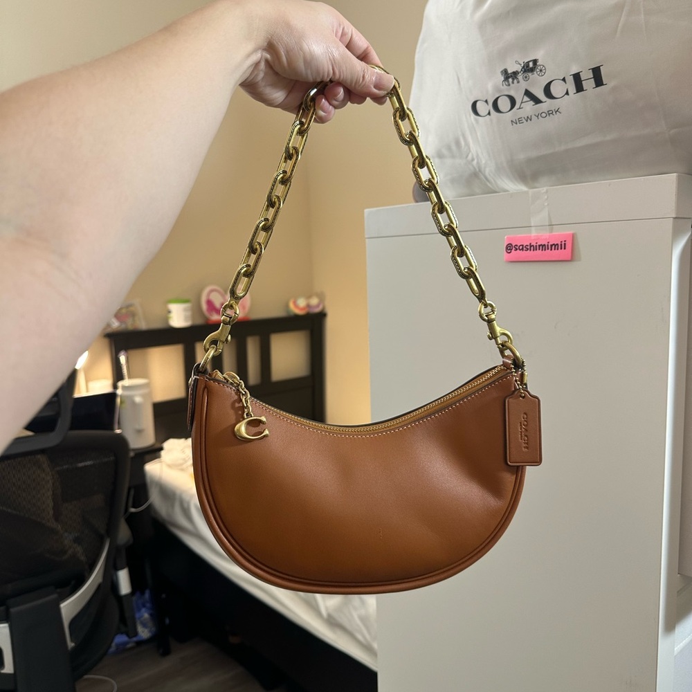 Coach Mira Crescent Shoulder Bag + Chain Strap - Burnished Amber ($400 retail)